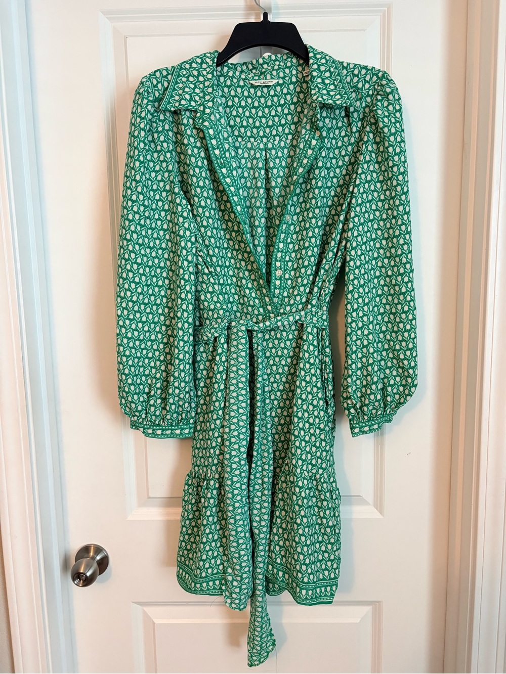 Max Studio Green Printed Midi Wrap Dress